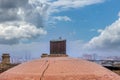 Panorama of Malaga city center and seaport from the roof of La Manquita Cathedral, Malaga, Spain Royalty Free Stock Photo