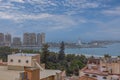 Panorama of Malaga city center and seaport from the roof of La Manquita Cathedral, Malaga, Spain Royalty Free Stock Photo