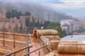 Panorama of Malaga city center and seaport from the roof of La Manquita Cathedral, Malaga, Spain Royalty Free Stock Photo