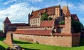 Panorama of Malbork castle in Poland with fortification