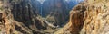 Panorama of the Maletsunyane Falls and large canyon in the mountainous highlands near Semonkong, Lesotho, Africa Royalty Free Stock Photo