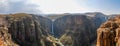 Panorama of the Maletsunyane Falls and large canyon in the mountainous highlands near Semonkong, Lesotho, Africa Royalty Free Stock Photo