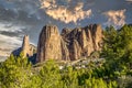 Panorama of Mallos De Riglos rocks in Huesca province, Aragon, Spain Royalty Free Stock Photo