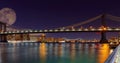 Panorama of Manhattan Bridge in New York City at night Royalty Free Stock Photo