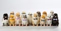 Panorama of many Young fluffy Easter Baby Chickens standing Against White Background Royalty Free Stock Photo