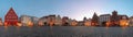 Panorama of marked place in Greifswald, Germany during early morning