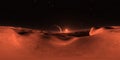 360 Panorama of Mars-like Exoplanet sunset, environment map. Equirectangular projection, spherical panorama
