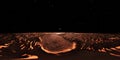 360 Panorama of Mars-like Exoplanet sunset, environment map. Equirectangular projection, spherical panorama.