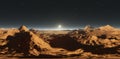 Panorama of Mars sunset, environment HDRI map. Equirectangular projection, spherical panorama. Martian landscape Royalty Free Stock Photo