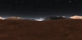 Panorama of Mars sunset, environment HDRI map. Equirectangular projection, spherical panorama. Martian landscape Royalty Free Stock Photo