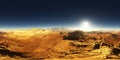 Panorama of Mars sunset. Martian landscape, environment 360 HDRI map. Equirectangular projection, spherical panorama Royalty Free Stock Photo