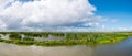 Panorama of marshland on manmade artificial island of Marker Wadden, Markermeer, Netherlands