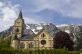 Landscape in the Austrian Alps of the Dachstein region (Styria in Austria) - church in Ramsau Royalty Free Stock Photo