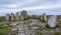 Panorama of the megalith site of Tobar Dherbhile on the Mullet Peninsula of County Mayo in Ireland