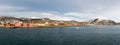 Panorama of Melbu village on Hadseloya from Hadselfjorden, Nordland, Norway Royalty Free Stock Photo