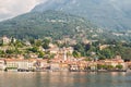 Panorama of Menaggio Town on Lake Como in Italy. Bright Architecture with Colorful Buildings