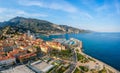 Panorama of Menton, Cote d\'Azur, France, South Europe. Nice city and luxury resort of French riviera. Famous destination Royalty Free Stock Photo