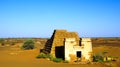 Panorama of Meroe pyramids in the desert at sunrise in Sudan, Royalty Free Stock Photo