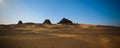 Panorama of Meroe pyramids in the desert at sunrise, Sudan, Royalty Free Stock Photo