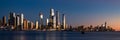 Panorama of Midtown Manhattan and Lower Manhattan at dusk