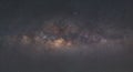 Panorama of Milky Way Galaxy with the background of night sky and stars, in the desert.