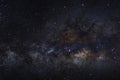 Panorama Milky way galaxy with stars and space dust in the universe, Long exposure photograph, with grain. Royalty Free Stock Photo