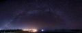 The Panorama Milky Way rises over the dam in Thailand.