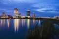 Panorama of Milwaukee at night Royalty Free Stock Photo