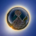 Panorama miniplanet. Sunrise. Primoshten Croatia.