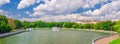 Panorama of Minsk cityscape with Svislach Svislac river embankment Janka Kupala Park and General Headquarters building