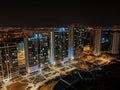 Panorama of Minsk, at night, in the light of city lights, the capital of Belarus, a new experimental quarter, in the Minsk Mir Royalty Free Stock Photo