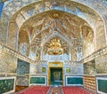 Panorama of mirror portal of Imamzadeh Helal Ali Holy Shrine, Aran o Bidgol, Iran