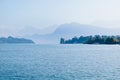 Quatre cantons lake and swiss mountains with mist