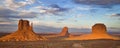 Panorama of the Mittens and Merrick Butte at Dusk Royalty Free Stock Photo
