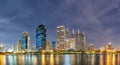 Panorama,Modern buildings and business district cityscape from urban park,night view,cityscape image of Benchakitti Park,Bangkok, Royalty Free Stock Photo