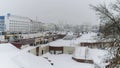 Vitebsk, Belarus, January 5, 2024. Winter view of the square in the city center.