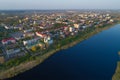 Panorama of modern Polotsk, April day aerial photography. Belorus