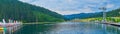 Panorama of the Molodist Lake in the evening, Bukovel, Carpathians, Ukraine