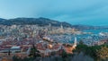 Panorama of Monaco: La Condamine area and port Hercule at dusk