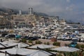 Panorama of Monte Carlo in Monaco with Mediterranean Sea harbour in summer on a sunny and cloudy day