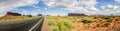 Panorama: Monument Valley scenic panorama on the road US Hwy 163 - Arizona, AZ Royalty Free Stock Photo