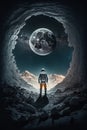 Panorama moon landscape panoorama. Generative Ai Royalty Free Stock Photo