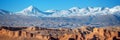 Panorama of Moon Valley in Atacama desert, Andes mountain range in the background, Chile Royalty Free Stock Photo