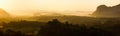 Panorama of morning sunrise mountain landscape in southern of th Royalty Free Stock Photo