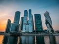 Panorama of Moscow City - new modern International business center with futuristic architecture skyscrapers buildings Royalty Free Stock Photo