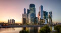 Panorama of Moscow-City skyscrapers at night, Russia Royalty Free Stock Photo