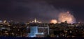 Panorama of Moscow with firework Royalty Free Stock Photo