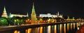 Panorama Moscow Kremlin night scense Royalty Free Stock Photo