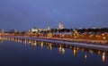 Panorama of the Moscow Kremlin in the winter night Royalty Free Stock Photo
