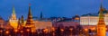 Panorama of Moscow Kremlin in winter night Royalty Free Stock Photo